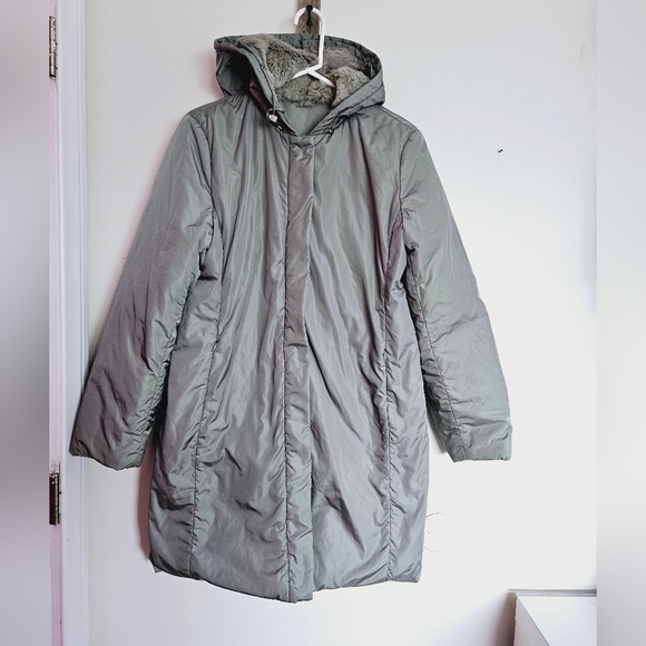 Max mara puffer Sage Green jacket rabbit fur hoodie - Picture 1 of 12